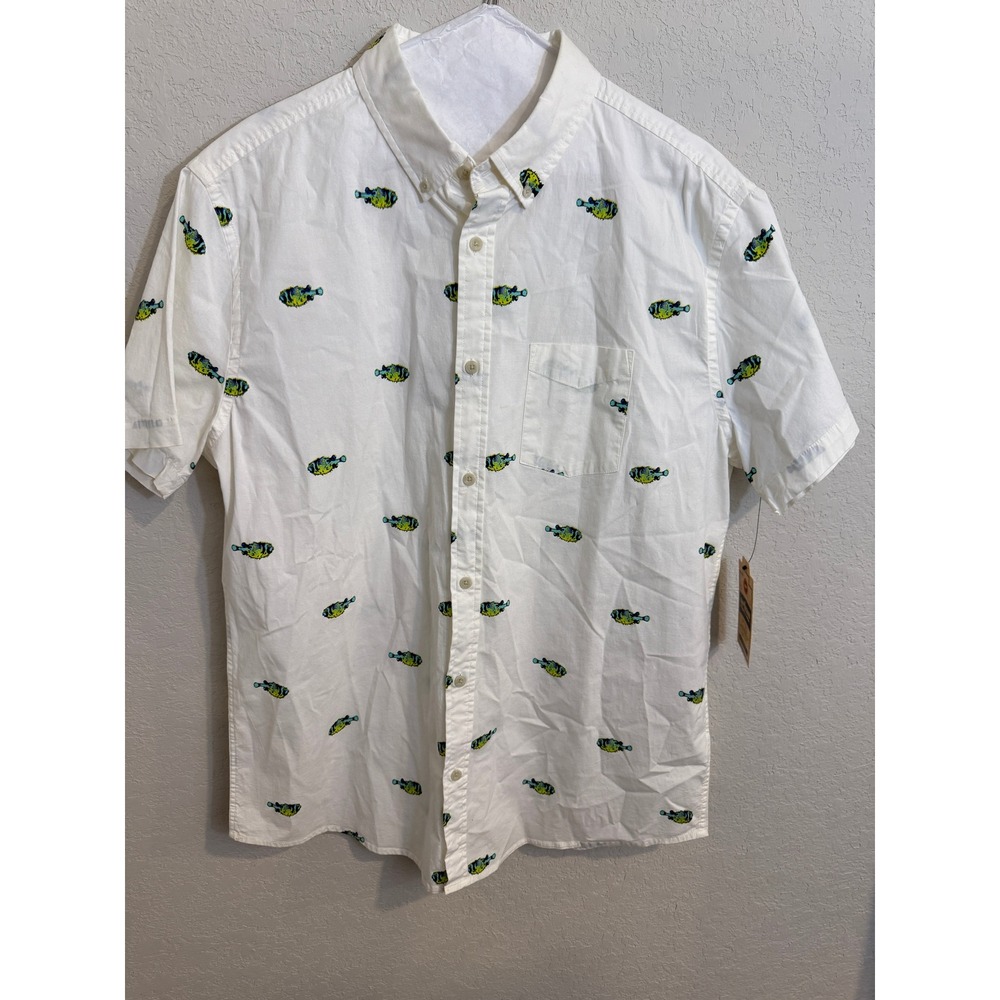 NWT Urban‎ Pipeline Button Down Shirt  Fish Print Pattern Casual Large